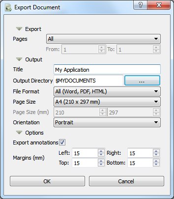 MockupUI - Export document dialog
